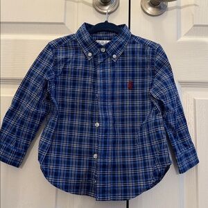Ralph Lauren Blue and White Plaid Button Down 18mos